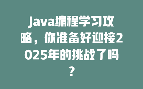 Java编程学习攻略,你准备好迎接2025年的挑战了吗? 一