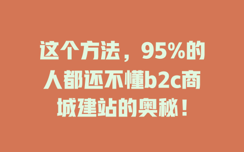 这个方法，95%的人都还不懂b2c商城建站的奥秘！-SEO论坛-分享经验-东莞市快语信息咨询有限公司