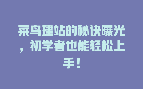 菜鸟建站的秘诀曝光，初学者也能轻松上手！-SEO论坛-分享经验-东莞市快语信息咨询有限公司
