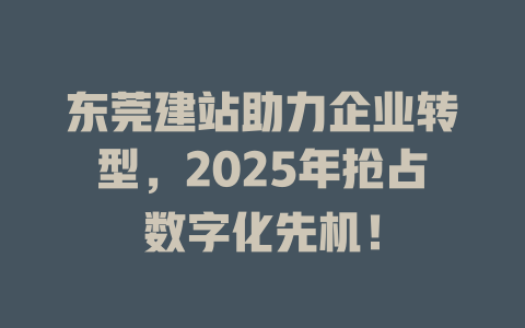 东莞建站助力企业转型，2025年抢占数字化先机！-SEO论坛-分享经验-东莞市快语信息咨询有限公司
