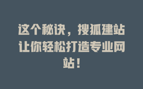 这个秘诀，搜狐建站让你轻松打造专业网站！-SEO论坛-分享经验-东莞市快语信息咨询有限公司