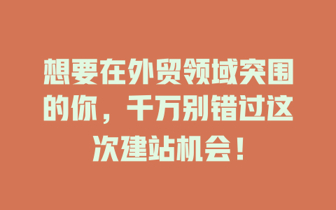 想要在外贸领域突围的你,千万别错过这次建站机会! 一