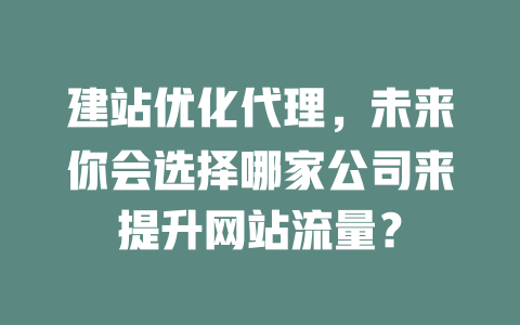建站优化代理,未来你会选择哪家公司来提升网站流量? 一