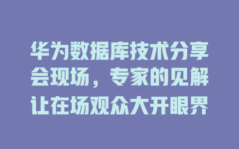 华为数据库技术分享会现场，专家的见解让在场观众大开眼界-SEO论坛-分享经验-东莞市快语信息咨询有限公司