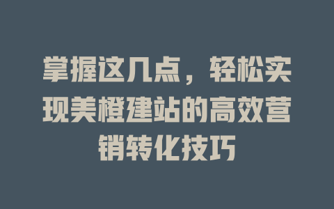 掌握这几点,轻松实现美橙建站的高效营销转化技巧 一