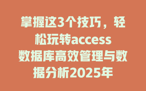 掌握这3个技巧,轻松玩转access数据库高效管理与数据分析2025年 一