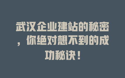 武汉企业建站的秘密,你绝对想不到的成功秘诀! 一