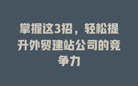 掌握这3招,轻松提升外贸建站公司的竞争力 一