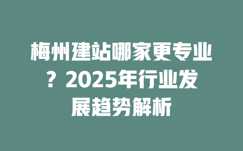 梅州建站哪家更专业?2025年行业发展趋势解析 一