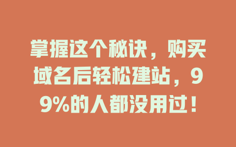 掌握这个秘诀,购买域名后轻松建站,99%的人都没用过! 一