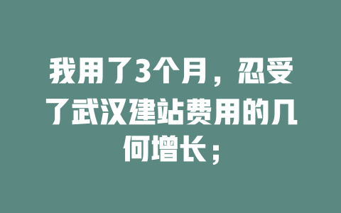 我用了3个月，忍受了武汉建站费用的几何增长；-SEO论坛-分享经验-东莞市快语信息咨询有限公司