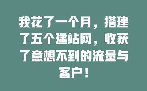 我花了一个月,搭建了五个建站网,收获了意想不到的流量与客户! 一