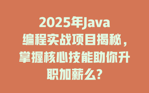 2025年Java编程实战项目揭秘,掌握核心技能助你升职加薪么? 一