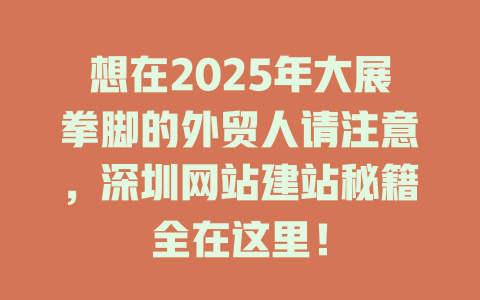 想在2025年大展拳脚的外贸人请注意，深圳网站建站秘籍全在这里！-SEO论坛-分享经验-东莞市快语信息咨询有限公司