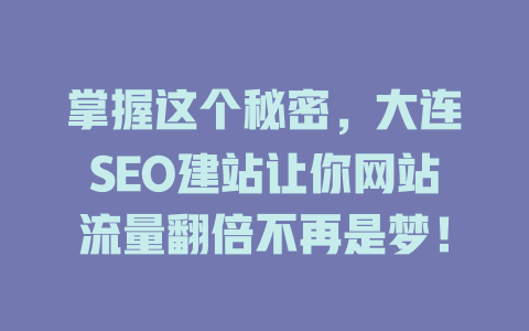 掌握这个秘密,大连SEO建站让你网站流量翻倍不再是梦! 一