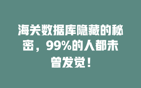 海关数据库隐藏的秘密，99%的人都未曾发觉！-SEO论坛-分享经验-东莞市快语信息咨询有限公司