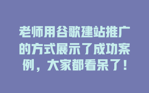 老师用谷歌建站推广的方式展示了成功案例,大家都看呆了! 一