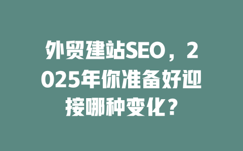 外贸建站SEO,2025年你准备好迎接哪种变化? 一