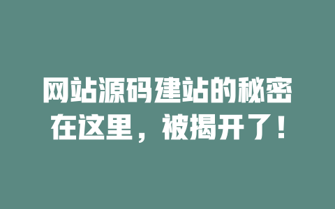 网站源码建站的秘密在这里,被揭开了! 一