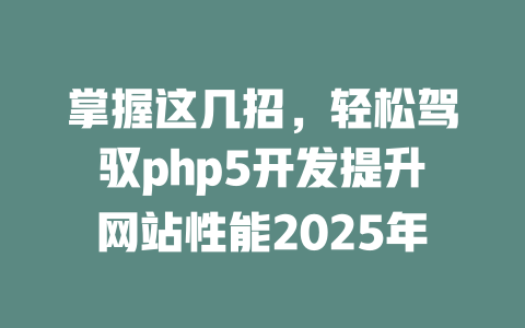 掌握这几招，轻松驾驭php5开发提升网站性能2025年-SEO论坛-分享经验-东莞市快语信息咨询有限公司