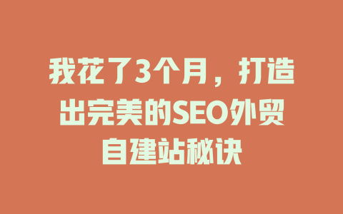 我花了3个月,打造出完美的SEO外贸自建站秘诀 一