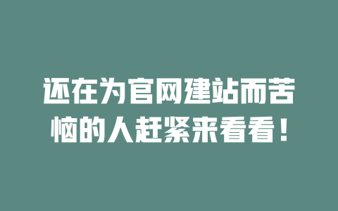 还在为官网建站而苦恼的人赶紧来看看! 一