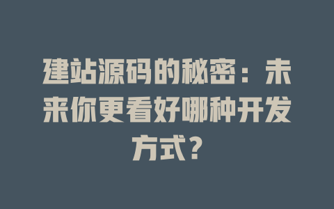 建站源码的秘密:未来你更看好哪种开发方式? 一