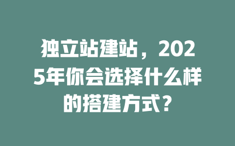 独立站建站，2025年你会选择什么样的搭建方式？-SEO论坛-分享经验-东莞市快语信息咨询有限公司