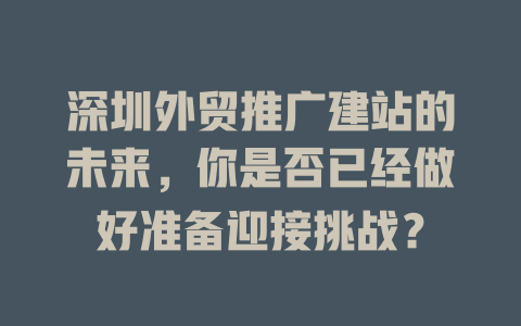 深圳外贸推广建站的未来，你是否已经做好准备迎接挑战？-SEO论坛-分享经验-东莞市快语信息咨询有限公司