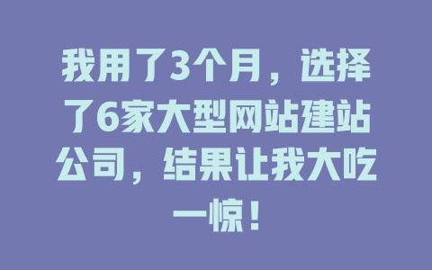 我用了3个月,选择了6家大型网站建站公司,结果让我大吃一惊! 一