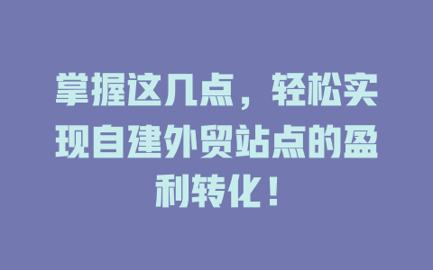 掌握这几点，轻松实现自建外贸站点的盈利转化！-SEO论坛-分享经验-东莞市快语信息咨询有限公司