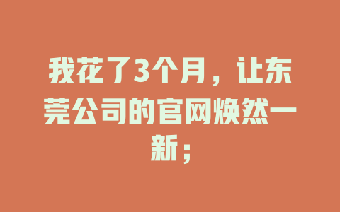 我花了3个月,让东莞公司的官网焕然一新; 一