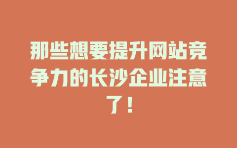那些想要提升网站竞争力的长沙企业注意了! 一