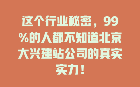 这个行业秘密,99%的人都不知道北京大兴建站公司的真实实力! 一