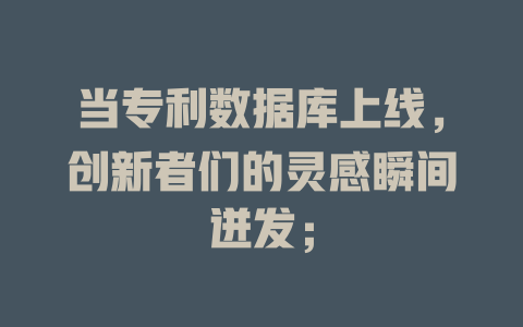当专利数据库上线,创新者们的灵感瞬间迸发; 一