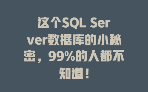 这个SQL Server数据库的小秘密，99%的人都不知道！-SEO论坛-分享经验-东莞市快语信息咨询有限公司