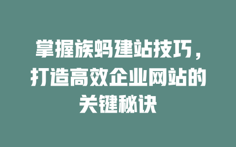掌握族蚂建站技巧,打造高效企业网站的关键秘诀 一