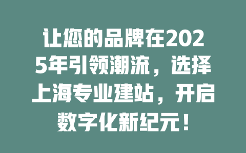 让您的品牌在2025年引领潮流,选择上海专业建站,开启数字化新纪元! 一