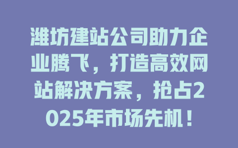 潍坊建站公司助力企业腾飞,打造高效网站解决方案,抢占2025年市场先机! 一