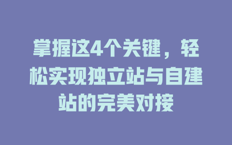 掌握这4个关键，轻松实现独立站与自建站的完美对接-SEO论坛-分享经验-东莞市快语信息咨询有限公司