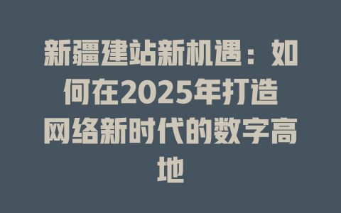 新疆建站新机遇：如何在2025年打造网络新时代的数字高地-SEO论坛-分享经验-东莞市快语信息咨询有限公司
