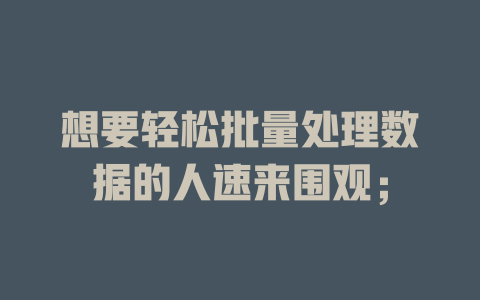 想要轻松批量处理数据的人速来围观; 一