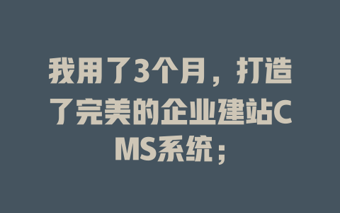 我用了3个月，打造了完美的企业建站CMS系统；-SEO论坛-分享经验-东莞市快语信息咨询有限公司