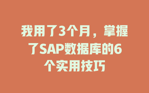 我用了3个月，掌握了SAP数据库的6个实用技巧-SEO论坛-分享经验-东莞市快语信息咨询有限公司