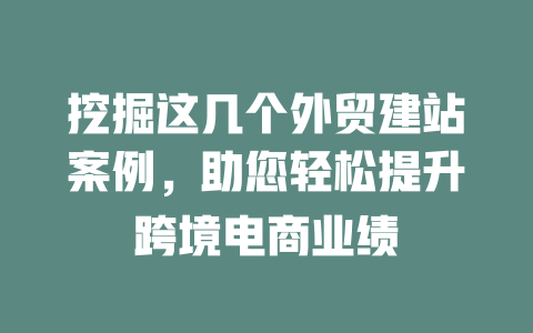挖掘这几个外贸建站案例,助您轻松提升跨境电商业绩 一