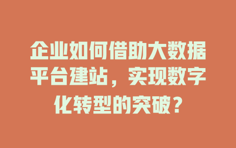 企业如何借助大数据平台建站，实现数字化转型的突破？-SEO论坛-分享经验-东莞市快语信息咨询有限公司