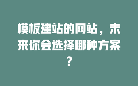 模板建站的网站,未来你会选择哪种方案? 一