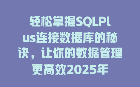 轻松掌握SQLPlus连接数据库的秘诀，让你的数据管理更高效2025年-SEO论坛-分享经验-东莞市快语信息咨询有限公司