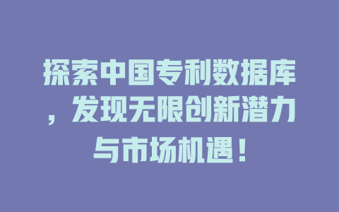 探索中国专利数据库，发现无限创新潜力与市场机遇！-SEO论坛-分享经验-东莞市快语信息咨询有限公司