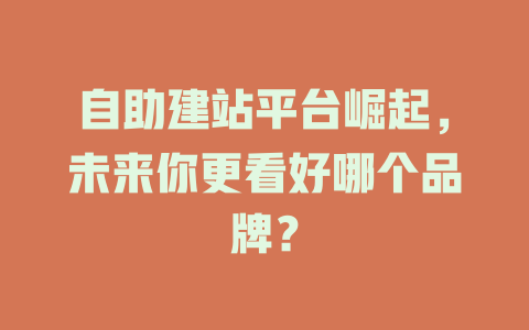 自助建站平台崛起,未来你更看好哪个品牌? 一